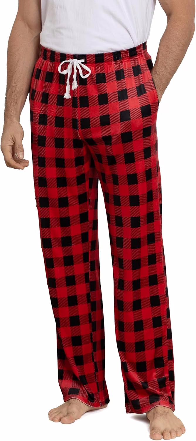 SEVEGO Tall Men’s Pajama Pants 34″/36″/38″ Long Inseam Soft Flannel Plaid Lounge Sleep Bottoms